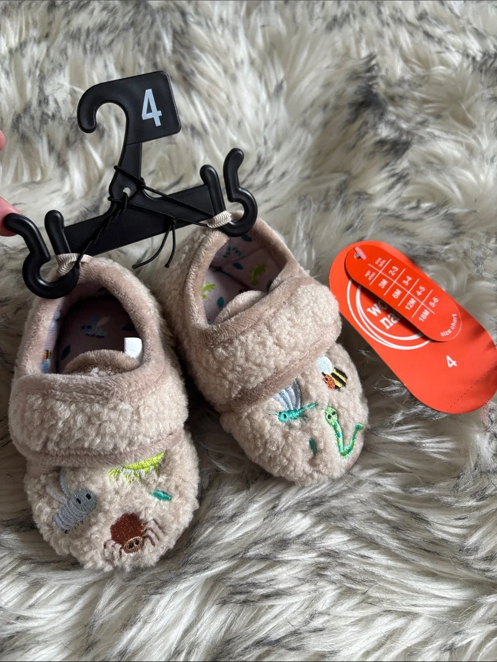 NWT Baby Boy Plush Bugs Slip-On Shoes Size 4